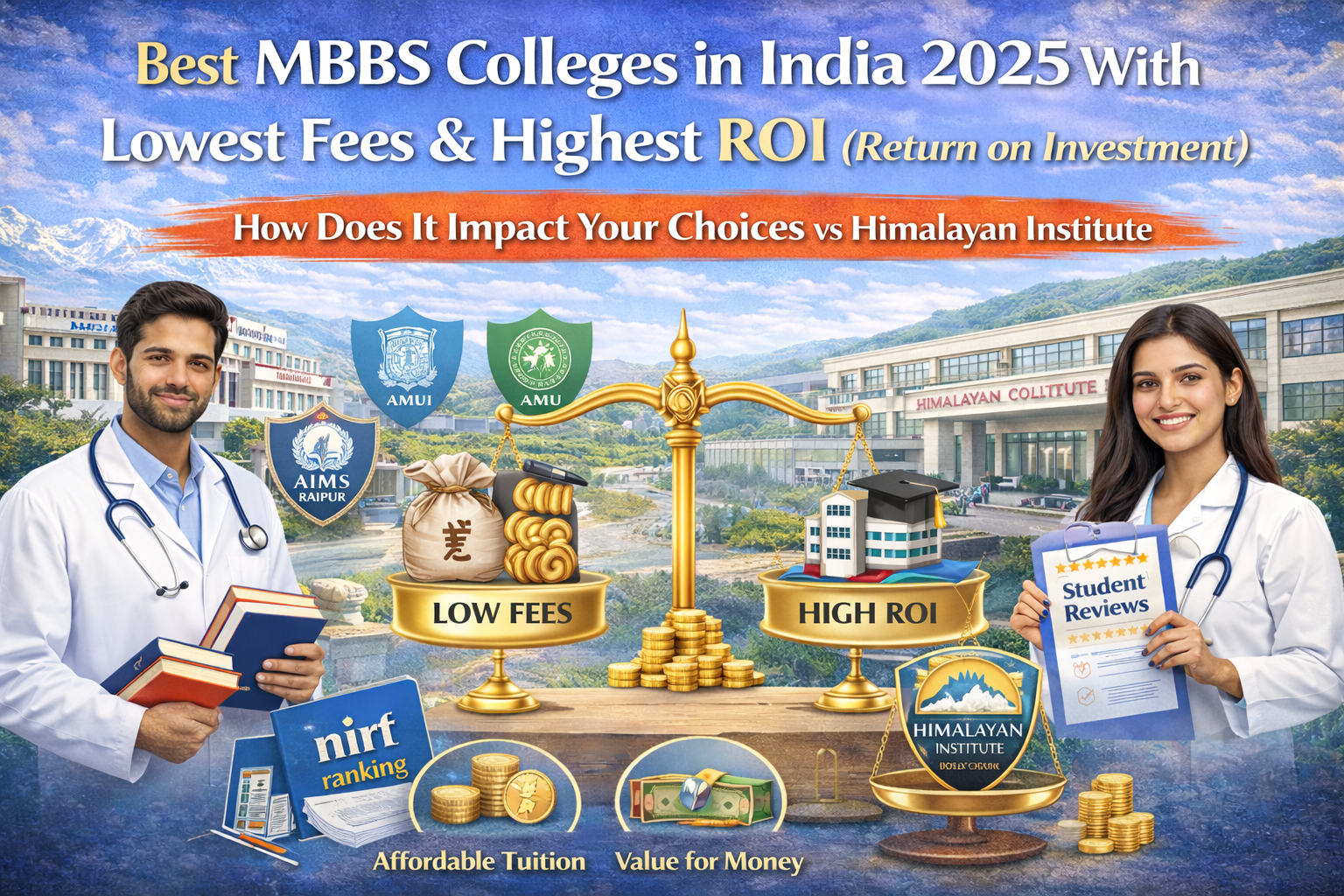 Best MBBS Colleges in India 2025 With Lowest Fees & Highest ROI (Return on Investment):How Does It Impact Your Choices vs Himalayan Institute